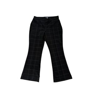 Ellen Tracy Plaid‎ Career Pants Stretch Bootcut Trousers Black Gray Size M